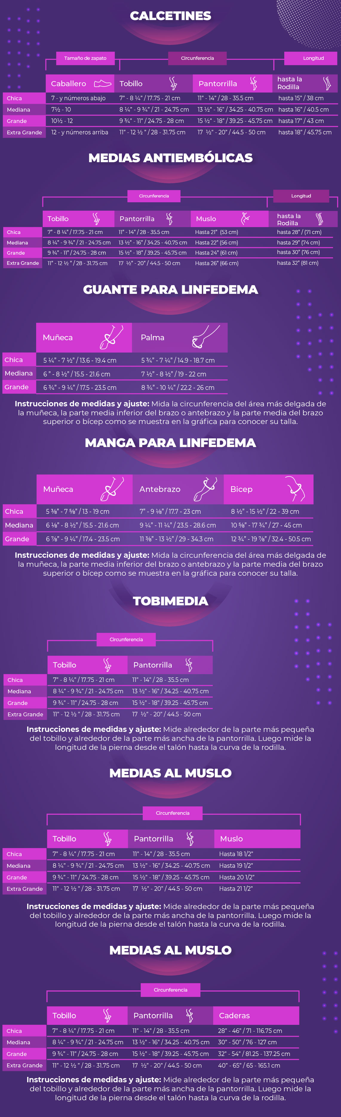Tabla para saber tu talla de medias VariActiv